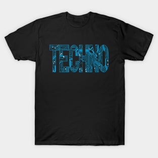 Blue Techno Music Lover Circuit Board T-Shirt